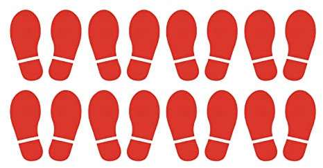 PATIKIL 5.9x2.5 Huellas Suelo Pegatinas, 8 Pares PVC Zapatos Huella Suelo Pared Escaleras Calcomanía Pegatina para Hogar Aula Decoración, Rojo