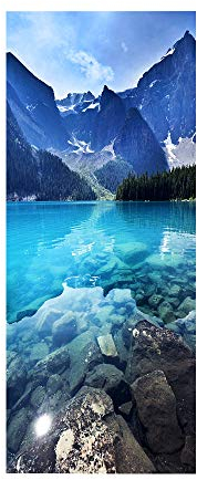 workid Sticker Porte Trompe l'oeil Effect Papier Peint 3D pour Porte intérieure Bureau Chambre à Coucher Salon Salle de Bain - Motif glacier 77 x 200 cm