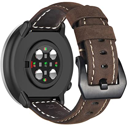 Leder Armbänder für Polar Ignite 3/ Ignite 2/ Ignite/Polar Unite/Polar Pacer Armband für Männer und Frauen Klassisches Leder mit Edelstahl Metall Schließe (4)