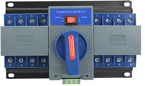 Ejoyous Automatischer Übertragungsschalter 63A, 4 Polig Netztrennschalter Notstrom Umschalter Netzumschalter Automatic Transferschalter Lastschalter für Hutschiene, für USV Wechselrichter