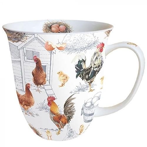 Tasse Motiv Hühnerfarm ca. 10x9 cm