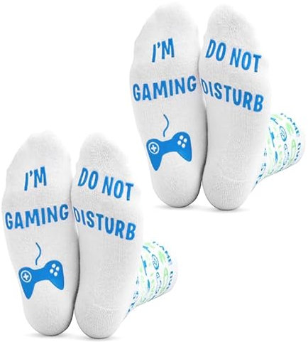 Kids Novelty Gaming Socks 2 Pack - Do Not Disturb, I'm Gaming - Age 10-14