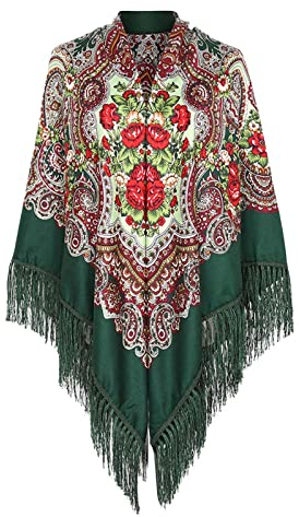 Generic Halstuch mit traditionellem ukrainischem/polnischem/russischem Blumenmuster und Fransen Elegante Damen Schal