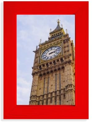 Big Ben Bilderrahmen, blauer Himmel, weiße Wolken, Rot