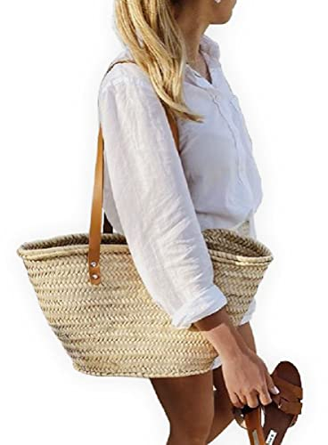 Sac Panier Polyvalent en Toile : Idéal pour le Marché, les Courses, Élégance et Praticité Réunies pour Vos Promenades Chic! sac de paille, sac de plage, panier de courses, Cabas en osier écologique