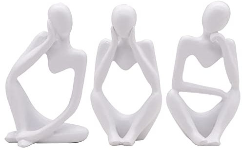 3PCS Denker Skulptur Deko Modern Wohnzimmer, Skulpture Dekoration Wohnzimmer, Statue bücherregal Deko für Regal, Tisch Deko Büro Dekoration Wohnung Modern Sculpture, Figuren Deko Industrial (Weiß)