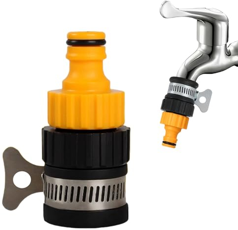 Indoor Tap Connector 14-16mm Mixer Tap Connector Round for Hose Pipe Threadless Faucet Adaptor Threadless Kitchen Water-taps Adjustable Stainless Steel Collar Easy Tight Connection for Less 16mm Tap