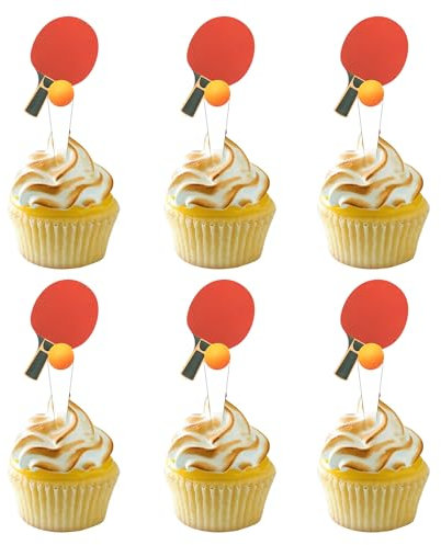 25 Stück Doppelseitiges Ping-Pong Cupcake Topper Ping-Pong Sport Kuchen Dekoration Sport Themed Party Dekoration Tischtennis Periphere Aktivitäten Dekorationn