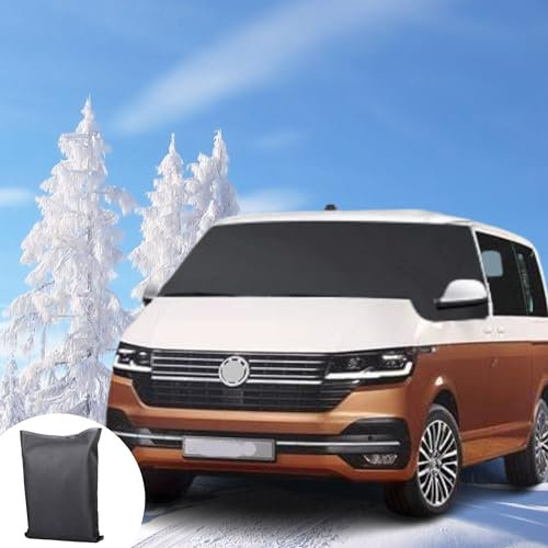Housse de Pare-Brise Avant Voiture pour VW T6 T7 2022-2024, 600D Oxford Antigel Imperméable Résistant à la Neige Gel Vent Anti-UV Couverture Enveloppe de Pare-Brise Avant