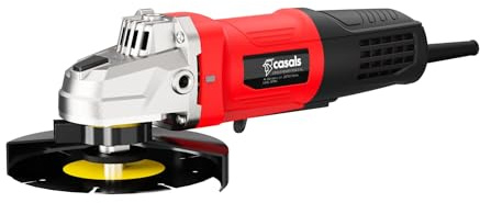 Amoladora con cable CASALS Diámetro Disco 115mm, Potencia 710W, Velocidad 7000 RPM, Mango Ergonomico con Agarre Antideslizante, Protección de Corte Eléctrico, 2 Accesorios Incluidos, Rosca de Eje M14