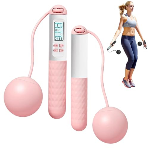 Ropeless Skipping Rope - Cordless Jump Rope With Digital Counter, Portable Wireless Jump Rope, Ropeless Skipping Rope For Women Men Adults Kids Fitness, Workout Exercise Cardio (Pink)