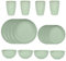 Juego de vajilla de paja de trigo de 16 piezas, juego de platos y cuencos, juego de platos de camping para 4, juego de vajilla de plástico, apto para lavavajillas, color verde