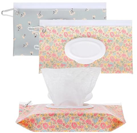 2er-Pack Spender für Baby-Feuchttücher, tragbarer, wiederverwendbarer Halter und Etui für Baby-Reise-Feuchttücher, nachfüllbarer Behälter für Baby-Feuchttücher für Windeln, hält die Feuchttücher frisc