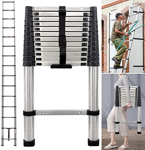 Telescopic Ladder 12.5FT Stainless Steel Extension Folding Loft Ladder for Home and Industrial Use