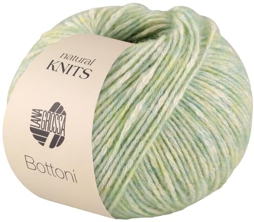 LANA GROSSA Bottoni | Baumwoll-Viskosegemisch mit Merinofasern | Handstrickgarn aus 53% Baumwolle, 24% Viskose & 23% Schurwolle | 50g Wolle zum Stricken & Häkeln | 125m Garn FB 11