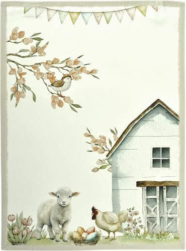 Sander - Geschirrtuch Farm House - Lamm, Huhn, Eier, Haus