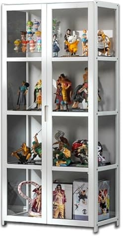 Witriolik Sammlervitrine Vitrinenschrank Weiß, 42x33x130cm Vitrinenschrank Stehend, Wohnzimmer-Vitrine Doppeltürige Acryl-Vitrine für Schlafzimme Eckvitrine