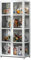 Witriolik Sammlervitrine Vitrinenschrank Weiß, 42x33x130cm Vitrinenschrank Stehend, Wohnzimmer-Vitrine Doppeltürige Acryl-Vitrine für Schlafzimme Eckvitrine