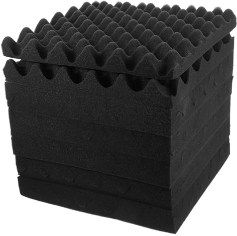 HAMPPLIES Selbstklebende Schallschutzpaneele mit Eierkamm Design aus Schallabsorbierendem Baumwollmaterial 12 Stück zur Schalldämmung an Wänden und Böden