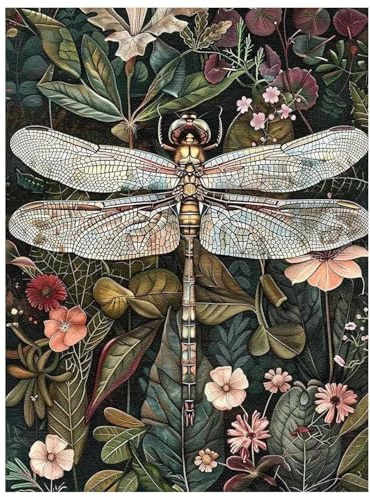 Libelle Malen nach Zahlen, Malen nach Zahlen Erwachsene, Paint by Numbers Adult, DIY Handgemalt Ölgemälde für Home Décor Geschenk 40x50cm