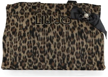 LIU JO Shopping bag grande con logo Brown Animalier