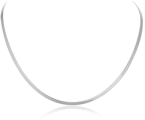 AFSTALR Schlangenkette Halskette Damen Edelstahl Kette Gold Silber Roségold 3mm/5mm Breite Flache Fischgrätenkette Choker Necklace Wasserfester Schmuck für Mädchen Frauen 36cm/41cm/46cm