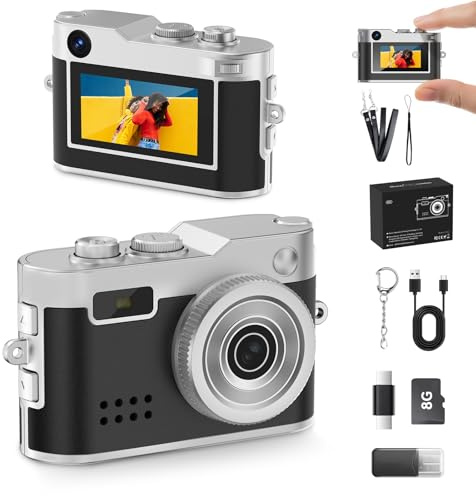 Keychain Camera, Mini Camera with 32GB Memory, 1080P & 2MP Retro Aesthetic, Pocket-Sized Vintage Camera, Bag Charm, Birthday Gift for Friends