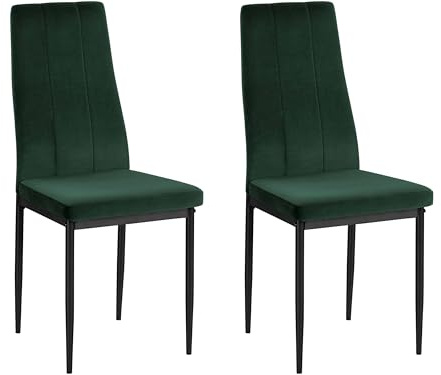 Kelly Esszimmerstuhl 2er Set, Samt Grün, Polsterstuhl mit Metallgestell, moderner Essstuhl für Küche, Esszimmer und Wohnzimmer, 42 x 53 x 98 cm