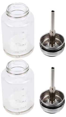 GRADENEVE Flacon Pompe en Verre Transparent 100ml à Presser, Lot de 2 Distributeurs Alcool Rechargeables Pratiques pour Usage Cosmétique et Personnel