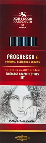 KOH-I-NOOR Progresso Graphitstifte-Set, holzfrei (6 Stück)