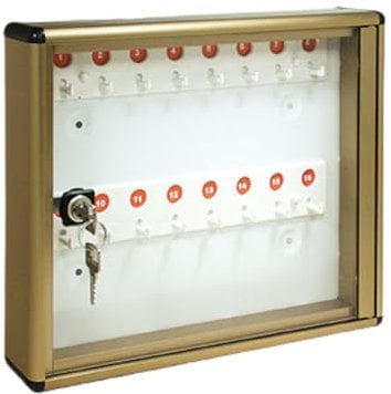 ALUBOX Schlüsselkasten Wandmontage aus Aluminium 30X5X14 cm – Wand-Schlüsselkasten für Innen- oder Außenbereich Geschützt – Made in Italy mit 16 Nummerierten Haken (BRONZE)