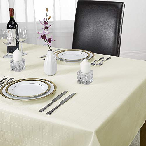 Emma Barclay Chequers - Jacquard Table Cloth in Cream - 70x108 (178x274cm)