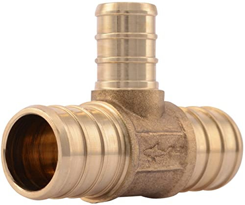 SharkBite 3/4 Zoll x 3/4 Zoll x 1/2 Zoll Crimpreduzierung T-Stück, Messing Sanitärarmatur, PEX-Rohr, PE-RT, UC412LFA