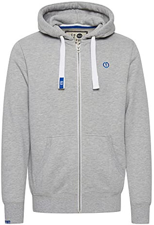 Solid SDBennZip Herren Sweatjacke Kapuzenjacke Hoodie mit Kapuze Reißverschluss Kordelzug Label-Details Baumwollmischung Regular fit, Größe:M, Farbe:Light Grey Melange (8242)