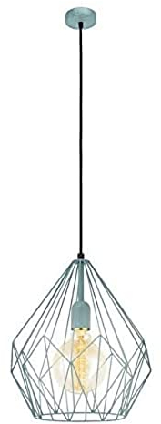EGLO Pendelleuchte Carlton, 1 flammige Vintage Hängelampe, Retro Esszimmerlampe aus Metall in Mintgrün, E27 Fassung