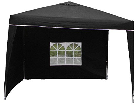 Linder Pavillon Alu 3x3x2,6m Faltpavillon wasserdicht Polyester 2Seitenteile Partyzelt, Farbe:schwarz