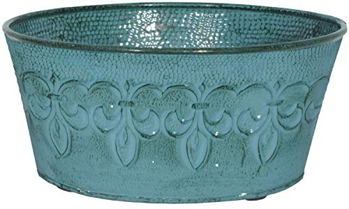 Robert Allen MPT01893 Fluer De Lis Series Metallschale Blumentopf 20,3 cm Farbe Surf Blue