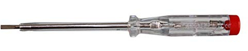 H + H Werkzeug Standardprüfer 45500 VDE Spannungsprüfer/Phasenprüfer bis 250V GS geprüft nach VDE 0680 Made in Germany, transparent/rot, 190 mm