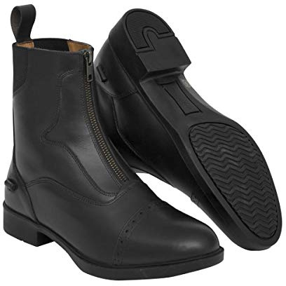 Harrow Zip Jodhpur Riding Boots Women's Men's Girls Boys | Leather Yard Boots Equestrian Black | UK Size 6
