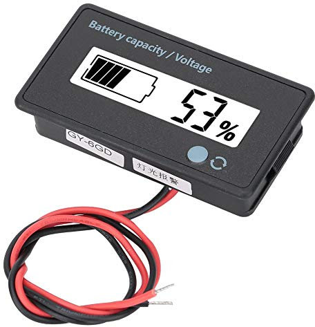 GY-6GD 12-84V PCB HTN Batteriekapazität Monitoranzeige LCD-Anzeige mit blinkendem Alarm Kompatibel mit Blei-Säure-/Lithium-/Lithium-Eisen-Batterie(Weiß)