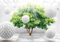 wandmotiv24 Fototapete 3D Effekt Kugeln Baum Raum, XL 350 x 245 cm - 7 Teile, Wanddeko, Wandbild, Wandtapete, Abstrakt Raumerweiterung M6102