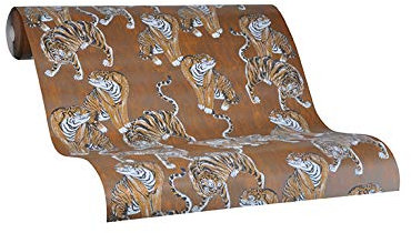 marburg Tapete Braun Tiger Tier Animalisch Kollektion Memento by Felix Diener 10,05m x 0,70m Für Schlafzimmer Wohnzimmer oder Küche Made in Germany Premium Qualität