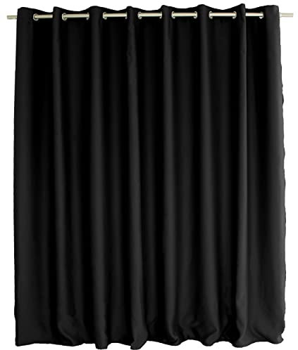 ED ENJOY HOME Rideau Occultant avec Œillets argentés, Noir, Grande Largeur, 300x240cm, 100% Polyester, Tissu Certifié Oeko-TEX, Collection Réglisse