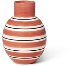 Kähler Vase H14.5 cm Omaggio Nuovo für Blumen mit handgemalte Streifen, rot