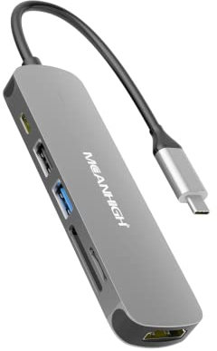 MEANHIGH Splitter da 6 in 1 Tipo C HDMI USB C Hub Dongle Multiporta 4K 30Hz Docking Station con SD/TF da 100 W per MacBook Air, MacBook Pro, XPS, Flash Drive, Mobile HDD