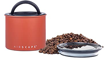Airscape Edelstahl-Kaffeebehälter – Vorratsbehälter für Lebensmittel – patentierter luftdichter Deckel – Erhaltung der Lebensmittelfrische durch überschüssige Luft (klein, Roter Stein)