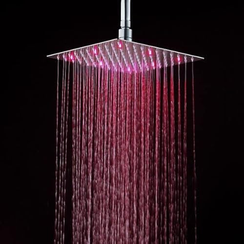 Soffione doccia ultraslim quadrato con led cromoterapia acciaio inox satinato 25x25 cm VEGAS