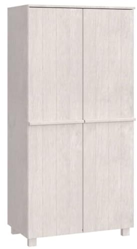 vidaXL Kleiderschrank mit 2 Türen 2 Regale Drehtürenschrank Schlafzimmerschrank Schrank Garderobenschrank Weiß 89x50x180 cm Massivholz Kiefer