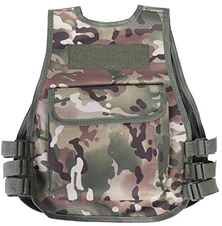 ASHATA Kinderweste mit Multi-Pocket-Design Multi-Pockets bequem ohne Einschränkung Military Weste Atmungsaktive Angelweste(CP-Tarnung S)