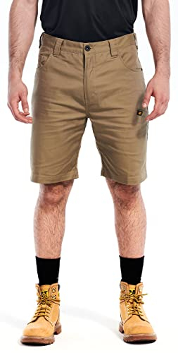 Cat erpillar Canvas Utility Shorts für Herren mit 2-Wege-Stretch, sicherer Oberschenkeltasche und verstärkten Gürtelschlaufen, Khaki, 56